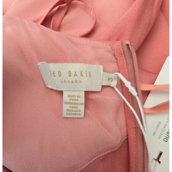 TED BAKER Dusty Pink Slip Asymmetric Midi Maxi Dress (TED Size 3 ) Reg- US 8 - Picture 8 of 10
